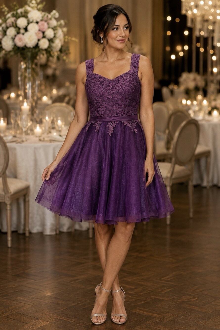 NWT Jaeden Purple Lace Tulle A-Line Formal Dress Corset Back Women’s Size M